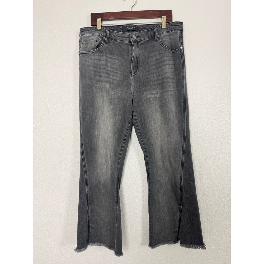 Liverpool Los Angeles Gray Split Hem Kick Flare Jeans Raw Hem 16 - Picture 2 of 9